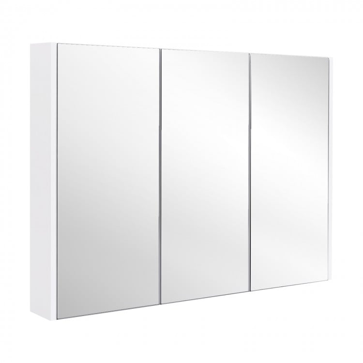 Frameless Bathroom Wall Mounted Mirror Cabinet with 3 Doors and Adjustable Shelves