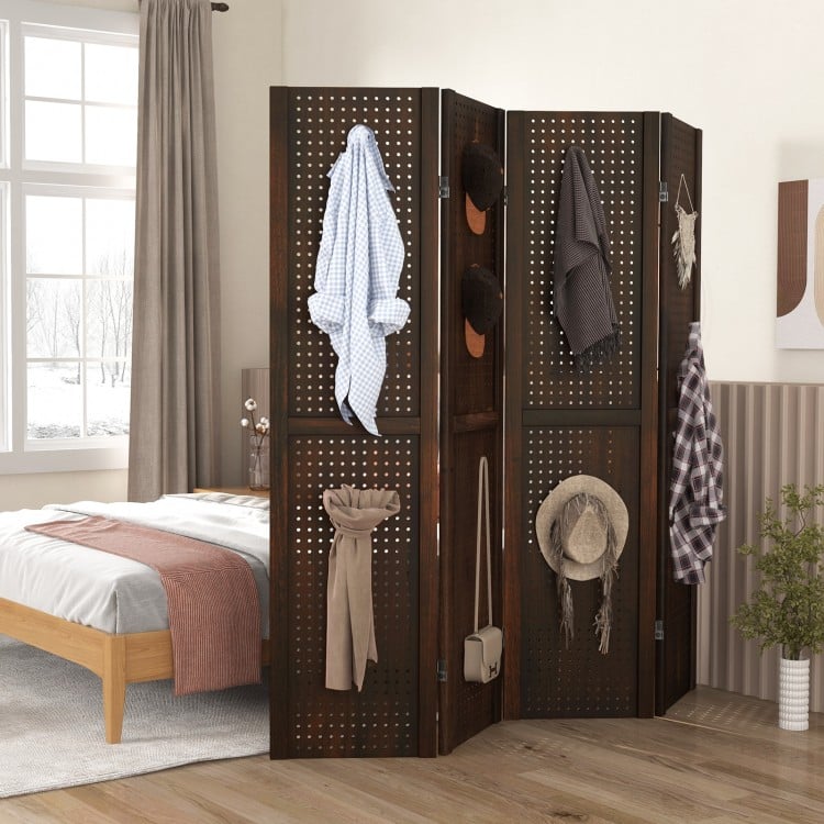 4-Panel Pegboard Display 5 Feet Tall Folding Privacy Screen