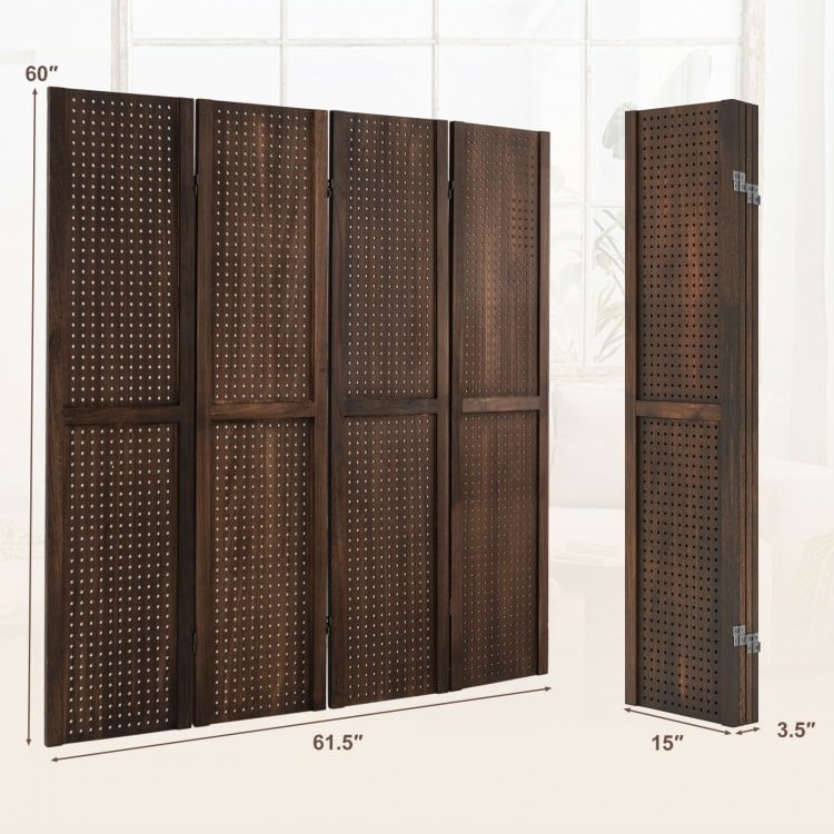 4-Panel Pegboard Display 5 Feet Tall Folding Privacy Screen