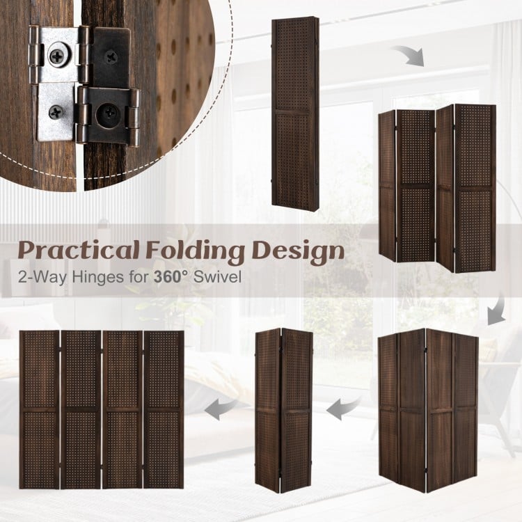 4-Panel Pegboard Display 5 Feet Tall Folding Privacy Screen