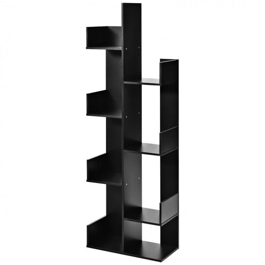 8-Shelf Industrial Tree-Shaped Bookshelf with Anti-Toppling Fitting