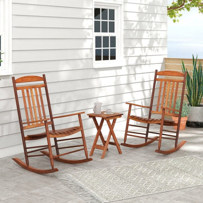 3-piece Outdoor Poplar Wood Rocking Bistro Set