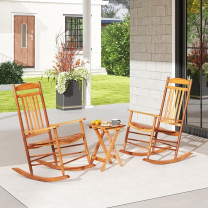 3-piece Outdoor Poplar Wood Rocking Bistro Set