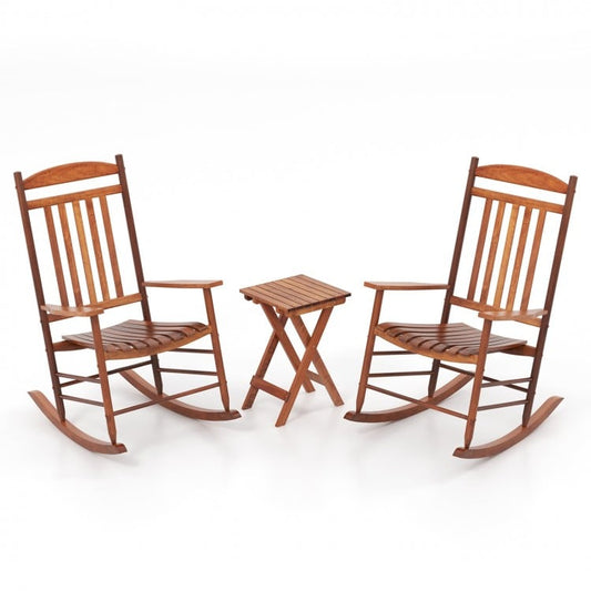 3-piece Outdoor Poplar Wood Rocking Bistro Set