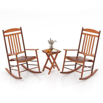 3-piece Outdoor Poplar Wood Rocking Bistro Set