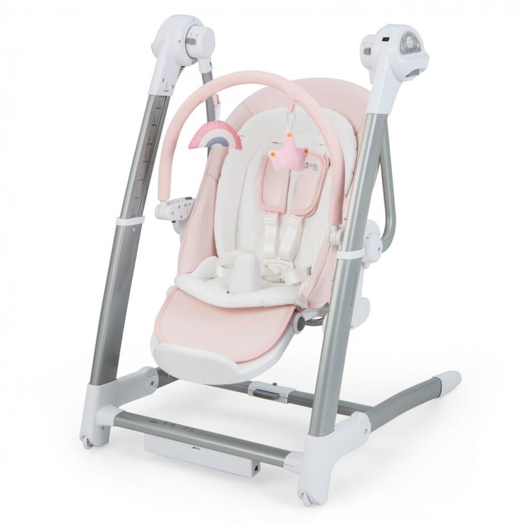 Chaise haute pliante pour bébé avec 8 hauteurs réglables et 5 dossiers inclinables