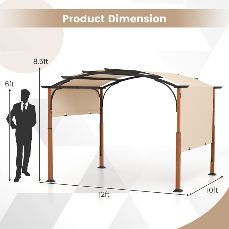 Pergola rétractable extérieure de 10 x 12 pi avec auvent rétractable pour patio