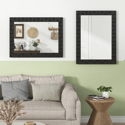 Wood Framed Wall Mirror Rectangle Vanity Mirror for Living Room Entryway-Black