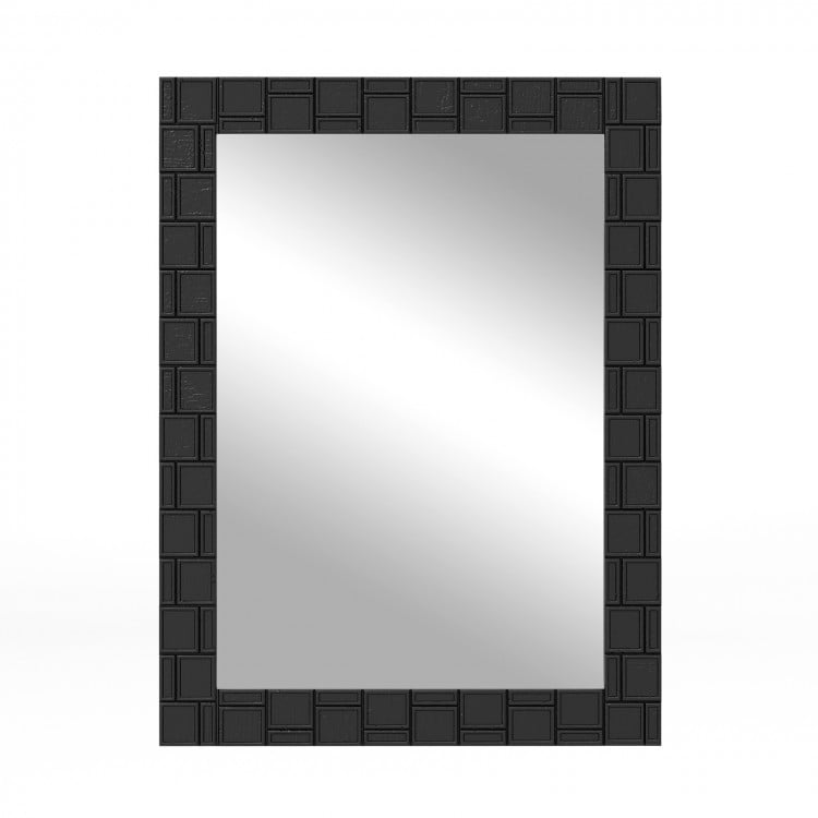 Wood Framed Wall Mirror Rectangle Vanity Mirror for Living Room Entryway-Black