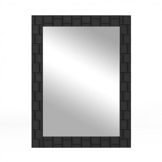 Miroir mural rectangulaire avec cadre en bois pour salon, entrée - Noir