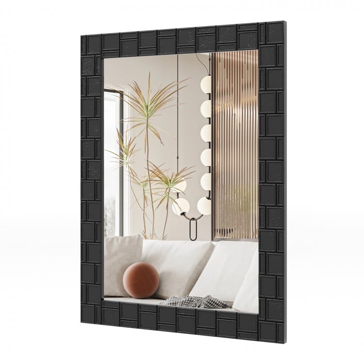 Wood Framed Wall Mirror Rectangle Vanity Mirror for Living Room Entryway-Black