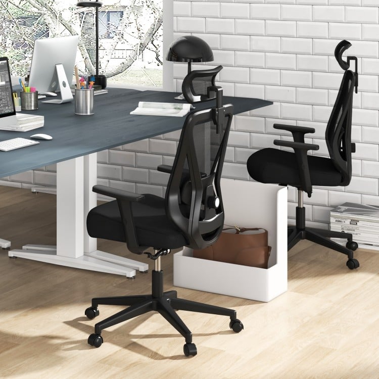 Chaise de bureau ergonomique en maille Chaise de travail pivotante réglable avec dossier à bascule