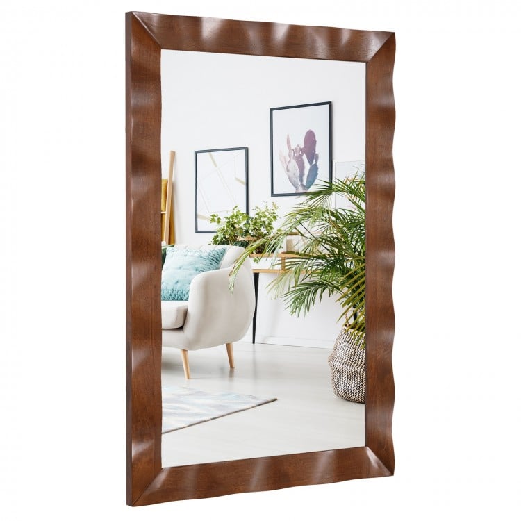 Miroir mural de style ferme de 41,5 x 28 pouces avec cadre en bois massif