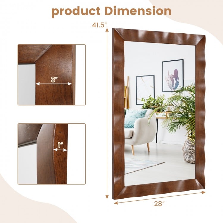 Miroir mural de style ferme de 41,5 x 28 pouces avec cadre en bois massif