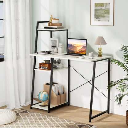 Bureau d'ordinateur compact avec 4 étagères à niveaux pour la maison et le bureau