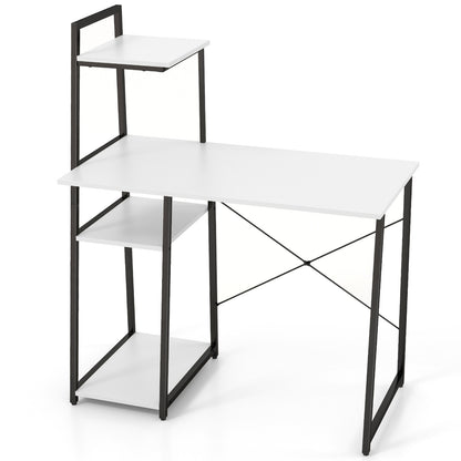 Bureau d'ordinateur compact avec 4 étagères à niveaux pour la maison et le bureau