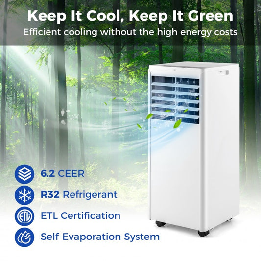 4-in-1 8000 BTU Portable Air Conditioner with Fan and Dehumidifier