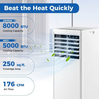 4-in-1 8000 BTU Portable Air Conditioner with Fan and Dehumidifier