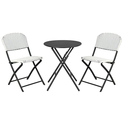 3 Pieces Patio Rattan Bistro Set with Round Dining Table and 2 Chairs