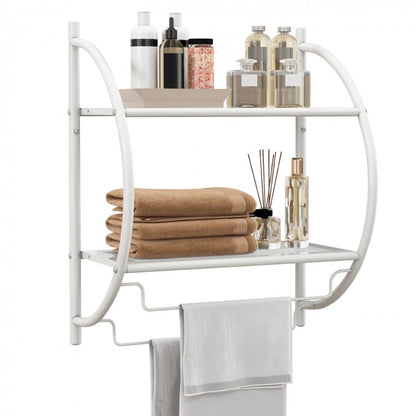 Wall Mounted 2-Tier Bathroom Towel Rack with 2 Towel Bars-Silver