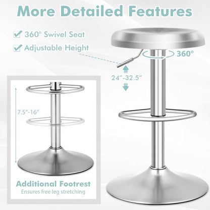 Modern Swivel Adjustable Height Bar Stool with Footrest