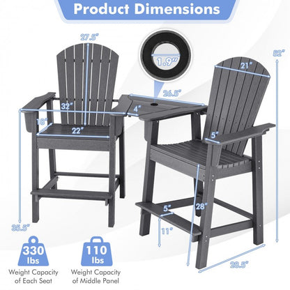 Chaise haute Adirondack en PEHD 2 pièces avec plateau de connexion central