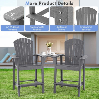 2 Pieces HDPE Tall Adirondack Chair with Middle Connecting Tray