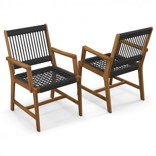 Lot de 2 chaises de salle à manger en bois d'acacia avec accoudoirs pour jardin