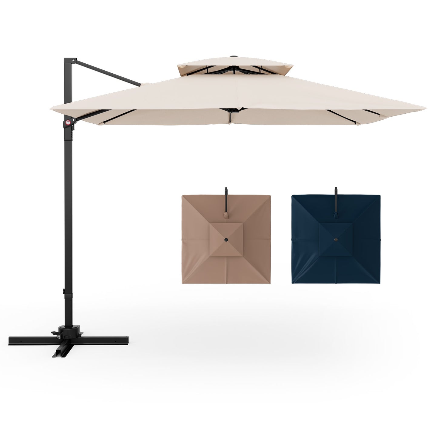 Parasol de patio en porte-à-faux de 9,5 pieds avec rotation à 360°