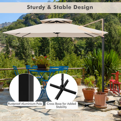 Parasol de patio en porte-à-faux de 9,5 pieds avec rotation à 360°