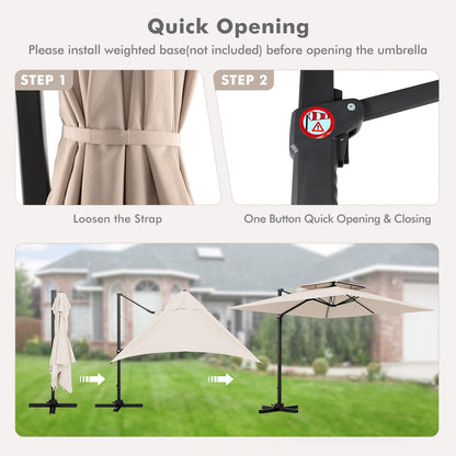 9.5 Feet Cantilever Patio Umbrella with 360° Rotation