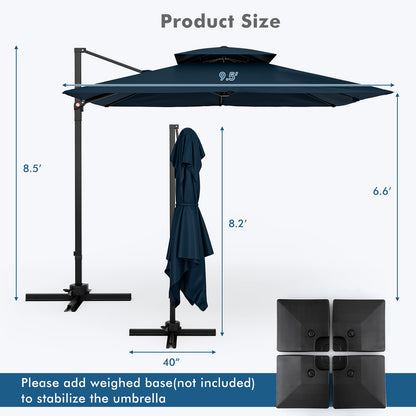 9.5 Feet Cantilever Patio Umbrella with 360° Rotation