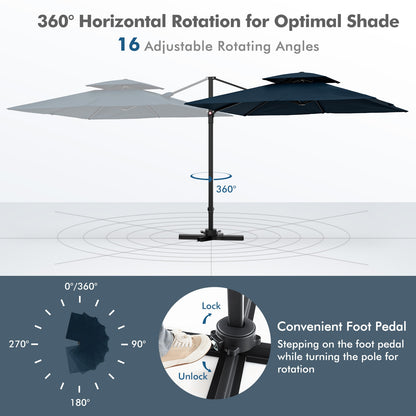 Parasol de patio en porte-à-faux de 9,5 pieds avec rotation à 360°