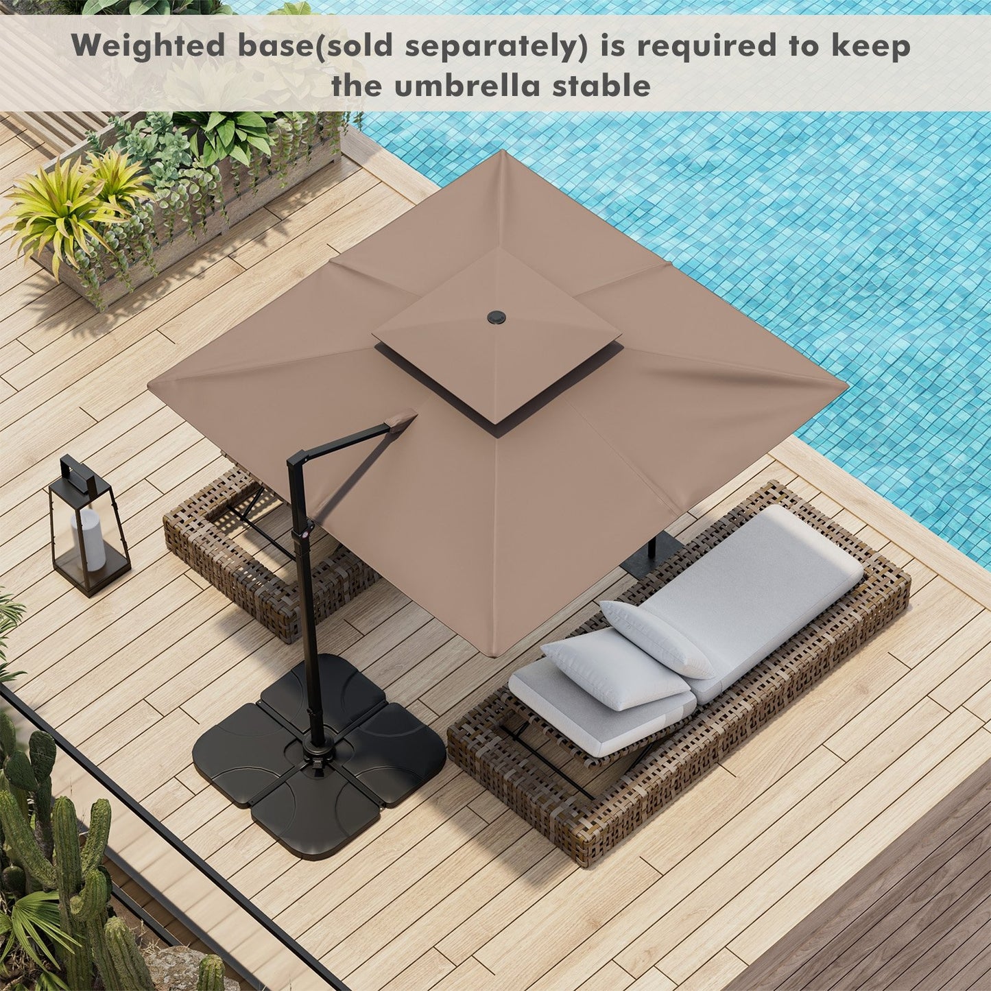 Parasol de patio en porte-à-faux de 9,5 pieds avec rotation à 360°