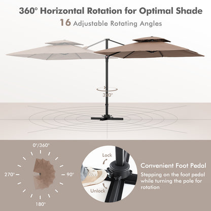 Parasol de patio en porte-à-faux de 9,5 pieds avec rotation à 360°