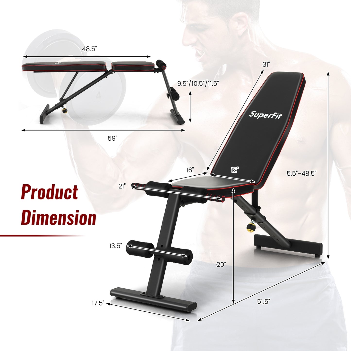 Banc de musculation réglable Banc de musculation pour entraînement complet du corps