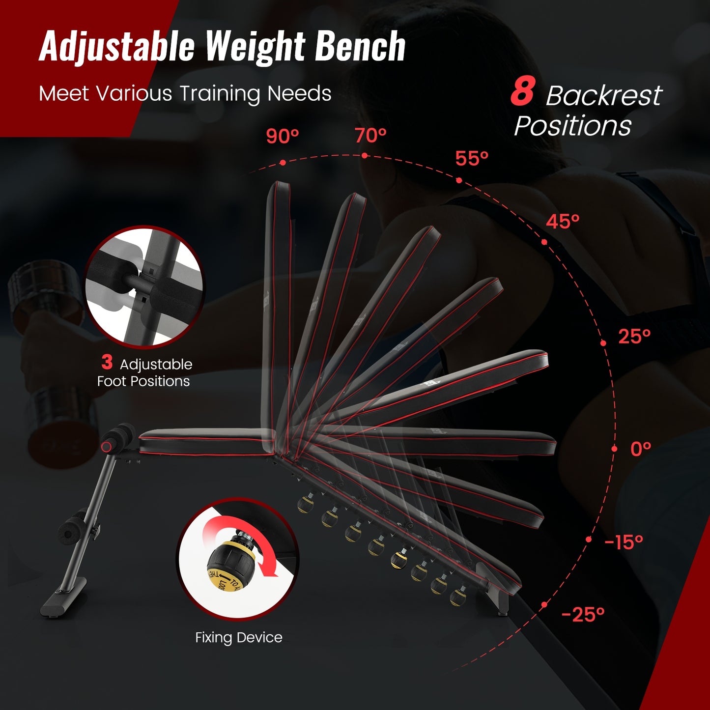 Adjustable Weight Bench Strength Training Bench for Full Body Workout