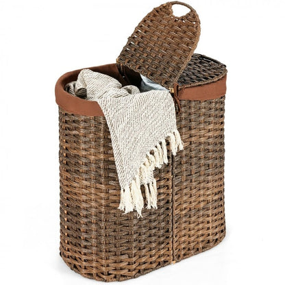 Foldable Handwoven Laundry Basket with Removable Liner