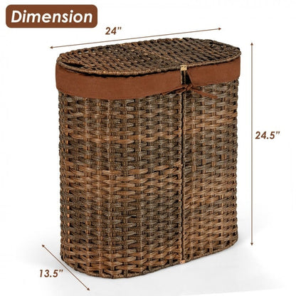 Foldable Handwoven Laundry Basket with Removable Liner