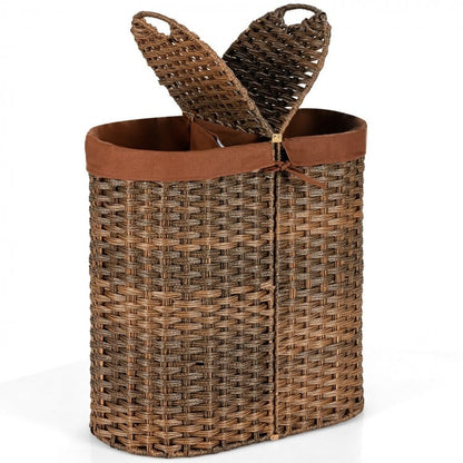 Foldable Handwoven Laundry Basket with Removable Liner