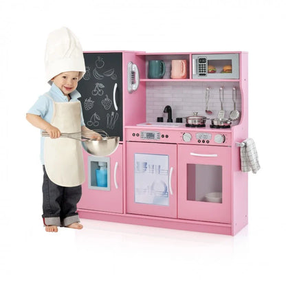 Wood Toy Kitchen Kids Cooking Pretend Play Set