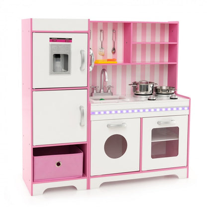 Wood Toy Kitchen Kids Cooking Pretend Play Set