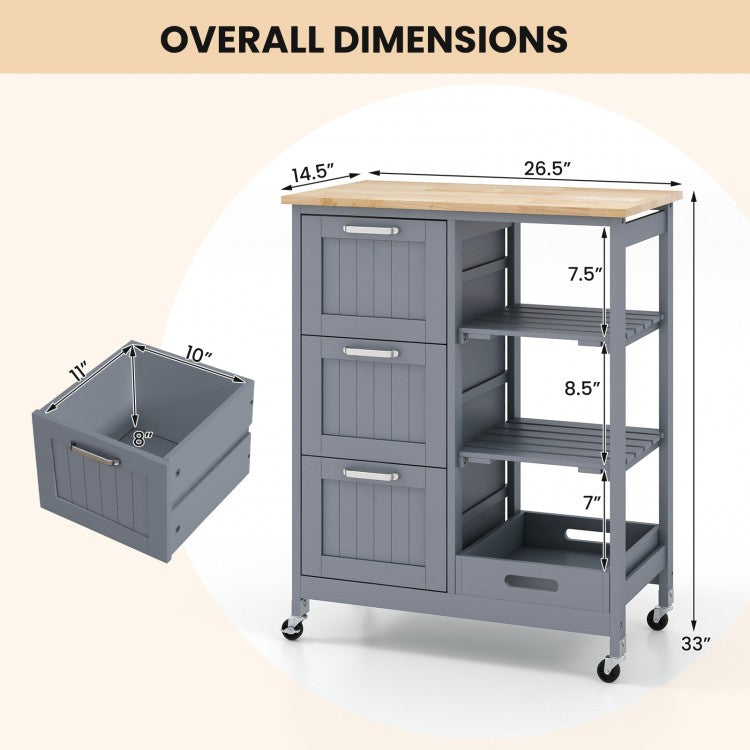 Chariot de rangement utilitaire pour îlot de cuisine roulant