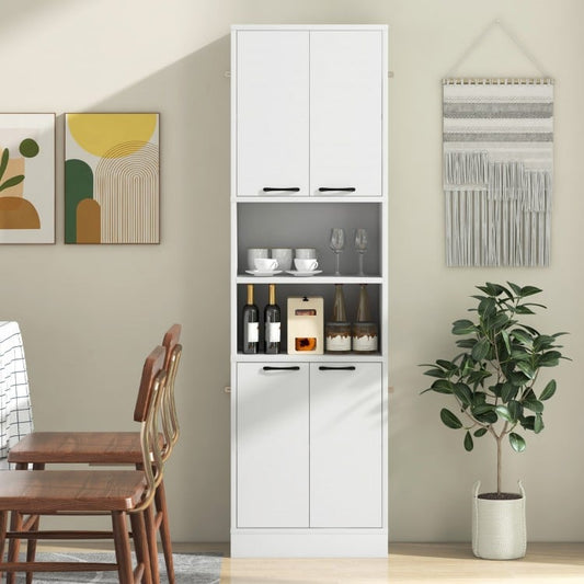 75 Inch Kitchen Pantry Cabinet Tall Cupboard with Doors and Shelves