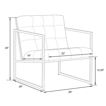 Fauteuil d'appoint en velours capitonné LM Lexington avec cadre doré