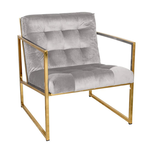 LM  Lexington Tufted Velvet Accent Armchair With Gold Frame