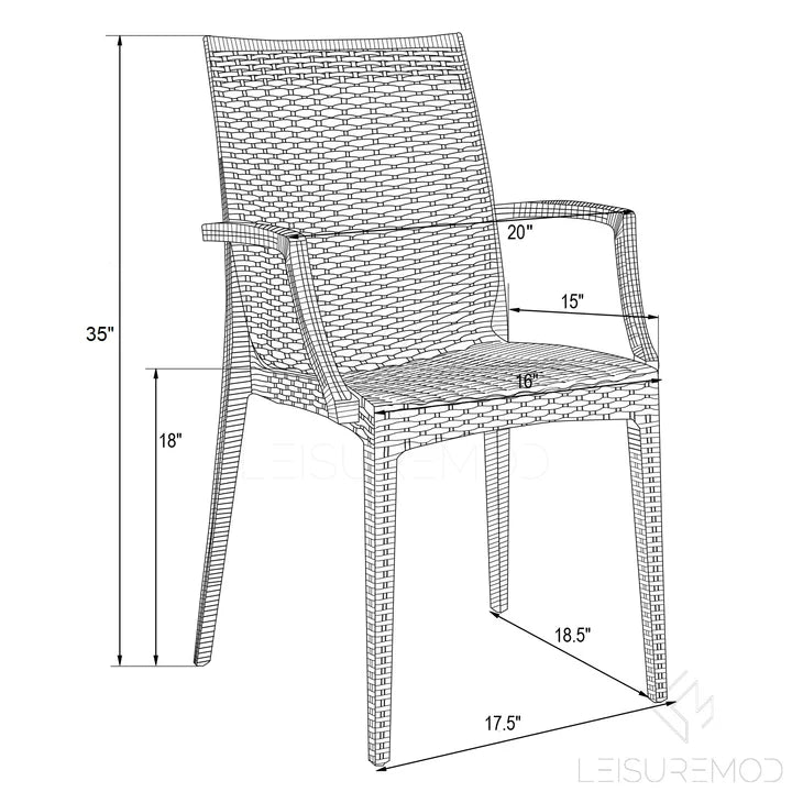 Chaise d'intérieur/extérieur LM Weave Mace (avec accoudoirs)