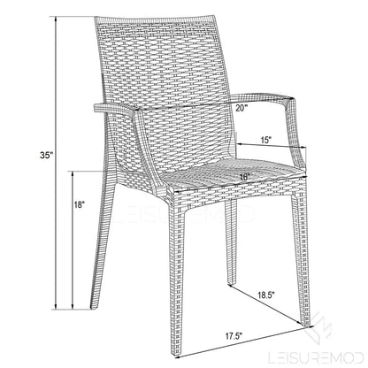 Chaise d'intérieur/extérieur LM Weave Mace (avec accoudoirs)