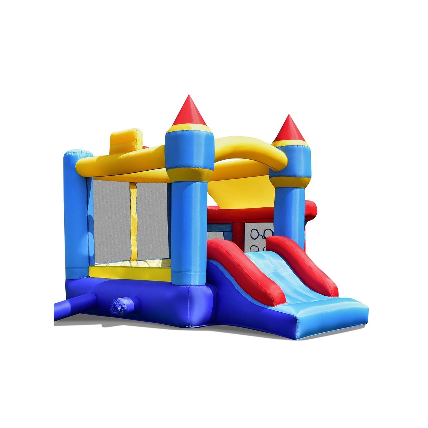 Castle Slide Inflatable Bounce House with Ball Pit and Basketball Hoop