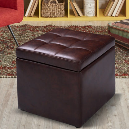 Pouf cube pliable avec siège de rangement